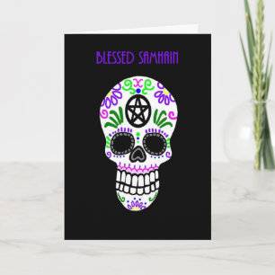 Gezegende Samhain Pentacle Skull Kaart