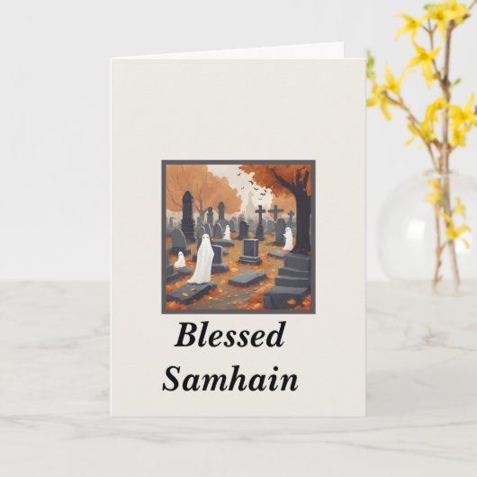 Gezegende Samhain wenskaart Kaart (Gele Bloem)