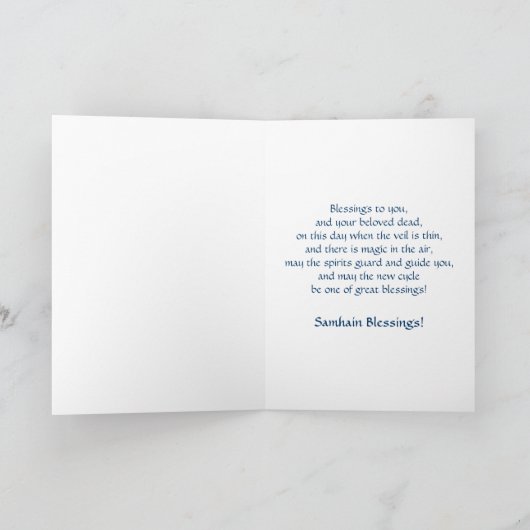 Gezegende Samhain - Witch Blue Sparkle Kaart (Binnen)