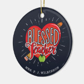 Gezegende schoolleraar hartpotlood Apple Aangepast Keramisch Ornament (Links)