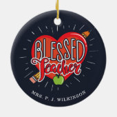 Gezegende schoolleraar hartpotlood Apple Aangepast Keramisch Ornament (Achterkant)