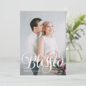 Gezegende Script | 3 Foto Kerstkaart (Staand voorkant)