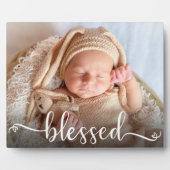 Gezegende Script Baby Foto Plaquette Fotoplaat (Voorkant)