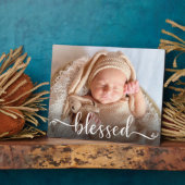 Gezegende Script Baby Foto Plaquette Fotoplaat (Zijkant)
