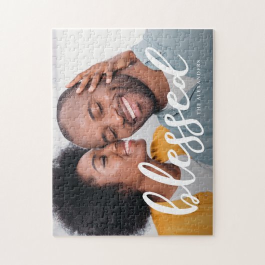 Gezegende script met naam foto legpuzzel (Verticaal)