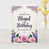 Gezegende Script Verjaardagskaart Kaart (Gele Bloem)