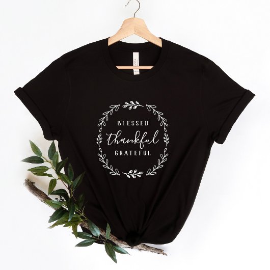 Gezegende Thankful & Grateful Autumn Season T-shirt