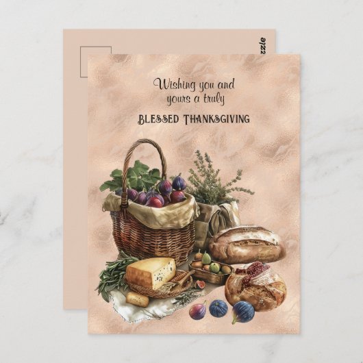 Gezegende Thanksgiving Broodkaas en druiven Briefkaart (Voorkant / Achterkant)