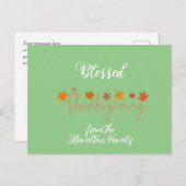 Gezegende Thanksgiving Charmante Kalligrafie Feestdagenkaart (Voorkant / Achterkant)