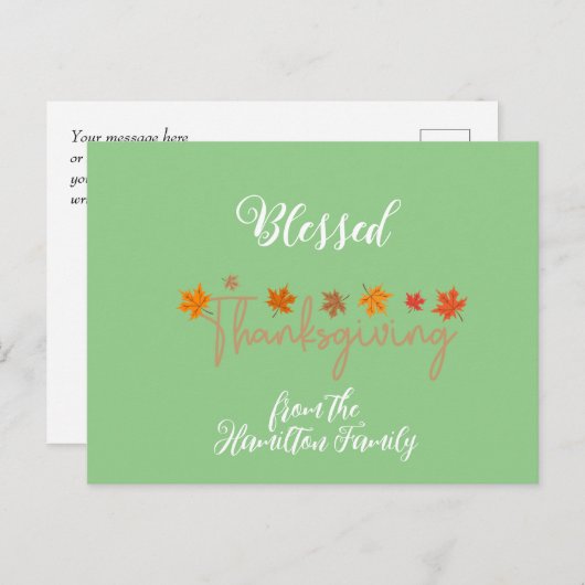 Gezegende Thanksgiving Charmante Kalligrafie Feestdagenkaart (Voorkant / Achterkant)