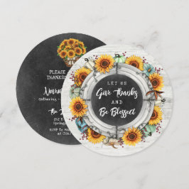 Gezegende Thanksgiving Herfst Zonnebloemen Familie Kaart