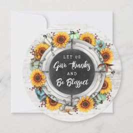 Gezegende Thanksgiving Herfst Zonnebloemen Familie Kaart