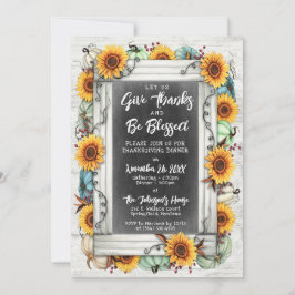 Gezegende Thanksgiving Herfst Zonnebloemen Gezinsd Kaart