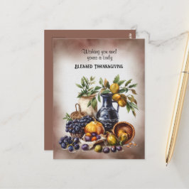 Gezegende Thanksgiving Wijn- en Fruitschalen Briefkaart
