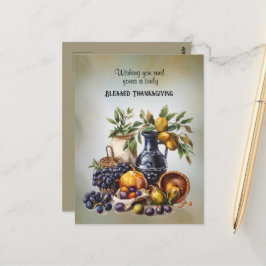 Gezegende Thanksgiving Wijn- en Fruitschalen Briefkaart