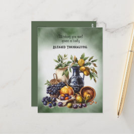 Gezegende Thanksgiving Wijn- en Fruitschalen Briefkaart