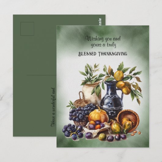 Gezegende Thanksgiving Wijn- en Fruitschalen Briefkaart (Voorkant / Achterkant)