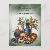 Gezegende Thanksgiving Wijn- en Fruitschalen Briefkaart (Voorkant)