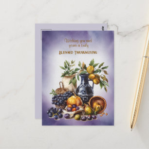 Gezegende Thanksgiving Wijn- en Fruitschalen Briefkaart