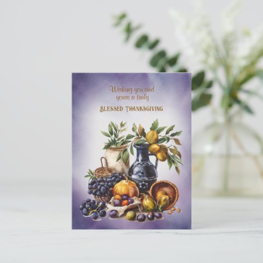 Gezegende Thanksgiving Wijn- en Fruitschalen Briefkaart (Staand voorkant)