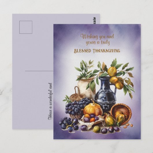 Gezegende Thanksgiving Wijn- en Fruitschalen Briefkaart (Voorkant / Achterkant)