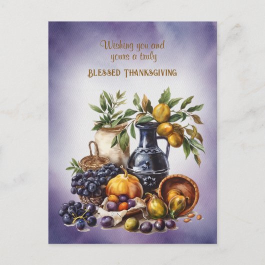 Gezegende Thanksgiving Wijn- en Fruitschalen Briefkaart (Voorkant)