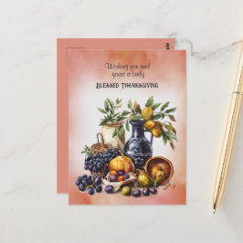 Gezegende Thanksgiving Wijn- en Fruitschalen Briefkaart