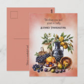 Gezegende Thanksgiving Wijn- en Fruitschalen Briefkaart (Voorkant / Achterkant)