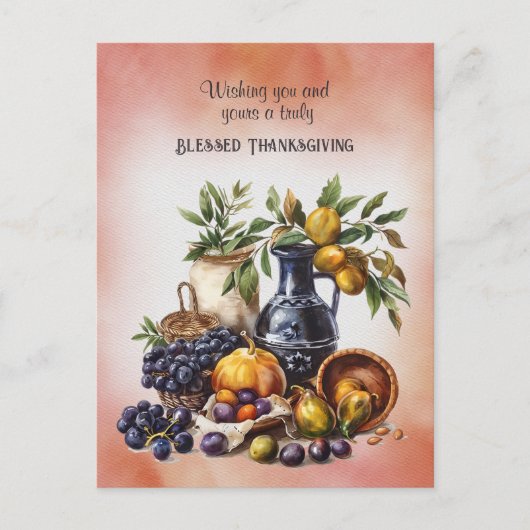 Gezegende Thanksgiving Wijn- en Fruitschalen Briefkaart (Voorkant)