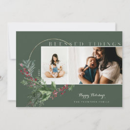 Gezegende tinten Waterverf Greenery Wreatfoto's Feestdagenkaart