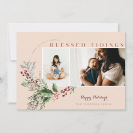 Gezegende tinten Waterverf Greenery Wreatfoto's Feestdagenkaart