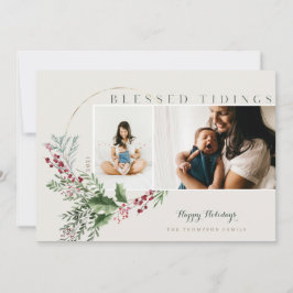 Gezegende tinten Waterverf Greenery Wreatfoto's Feestdagenkaart