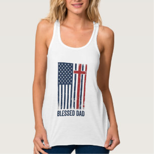 Gezegende Vader Christelijke Vlag Kruis Vintage T- Tanktop