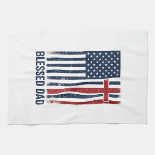 Gezegende Vader Christelijke Vlag Kruis Vintage T- Theedoek