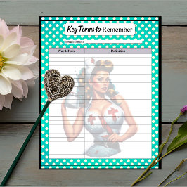 Gezegende Verpleegster Pin-up _ Belangrijke Termen Notitieblok
