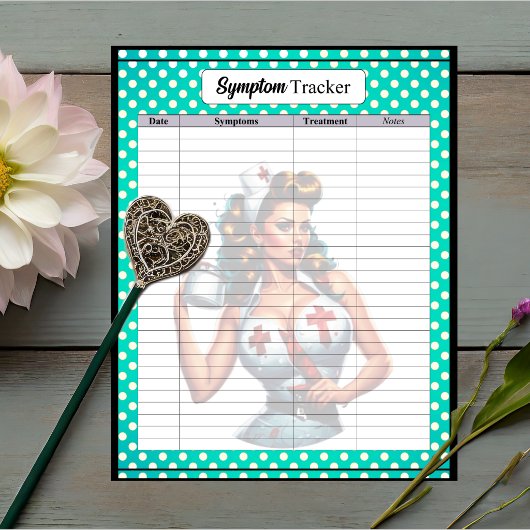 Gezegende Verpleegster Pinup_ Symptoom Tracker Notitieblok