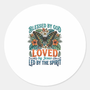 Gezegende Vlinder Christelijk T-Shirt Ontwerp_1 Ronde Sticker