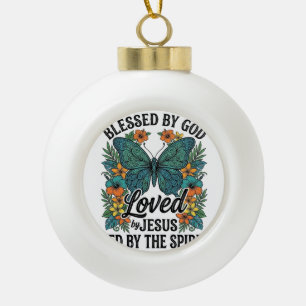 Gezegende Vlinder Christelijk T-Shirt Ontwerp (2) Keramische Bal Ornament