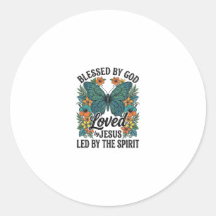 Gezegende Vlinder Christelijk T-Shirt Ontwerp (2) Ronde Sticker