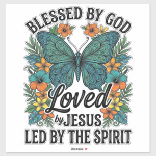 Gezegende Vlinder Christelijk T-Shirt Ontwerp (2) Sticker