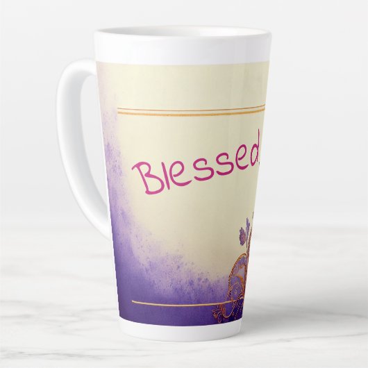 Gezegende vlinder en Paisley en bloemen Latte Mok (Linkerhoek)