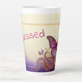 Gezegende vlinder en Paisley en bloemen Latte Mok (Voorkant)