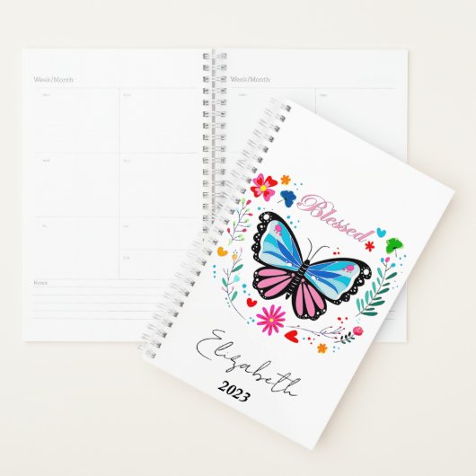 Gezegende vlinder gepersonaliseerd, aangepast jaar planner (Display)