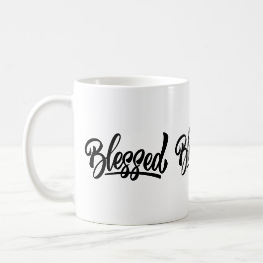 Gezegende witte koffie mok (Links)