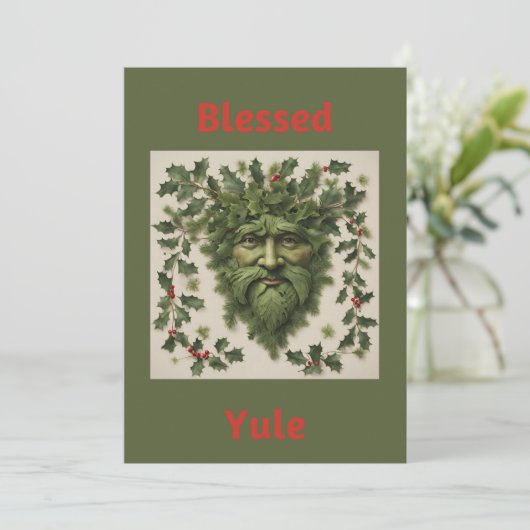 Gezegende Yule Blank Flat Vakantie Kaart (Staand voorkant)