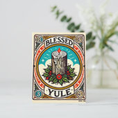 Gezegende Yule Pagan Yuletide Vakantie Yule log ha Briefkaart (Staand voorkant)