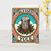 Gezegende Yule Pagan Yuletide Vakantie Yule log ha Kaart (Gele Bloem)