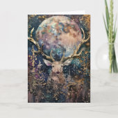 Gezegende Yule Winter Solstice Gouden Staf en Maan Feestdagen Kaart (Voorkant)