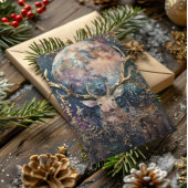 Gezegende Yule Winter Solstice Gouden Staf en Maan Feestdagen Kaart