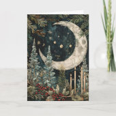Gezegende Yule Winter Solstice Winter Forest Moon Feestdagen Kaart (Voorkant)
